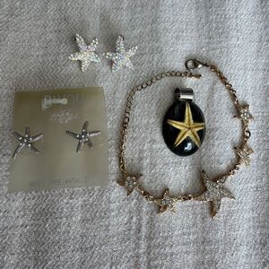 Resin Starfish Pendant with Earring Sets and Bracelet